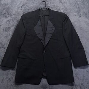 Giorgio Armani Tuxedo Jacket Mens 46R Black Satin Peak Lapel Wool Blazer Italy